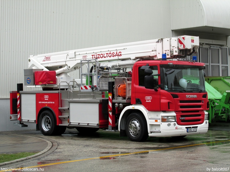 Scania P270 Bronto Skylift TLK 23-12, Audi Hungaria Motor Kft., fotó: balzolt007 
Keywords: létesítményi tûzoltó tûzoltóautó tûzoltóság magyar Magyarország KBL-473 fire firetruck Hungary hungarian