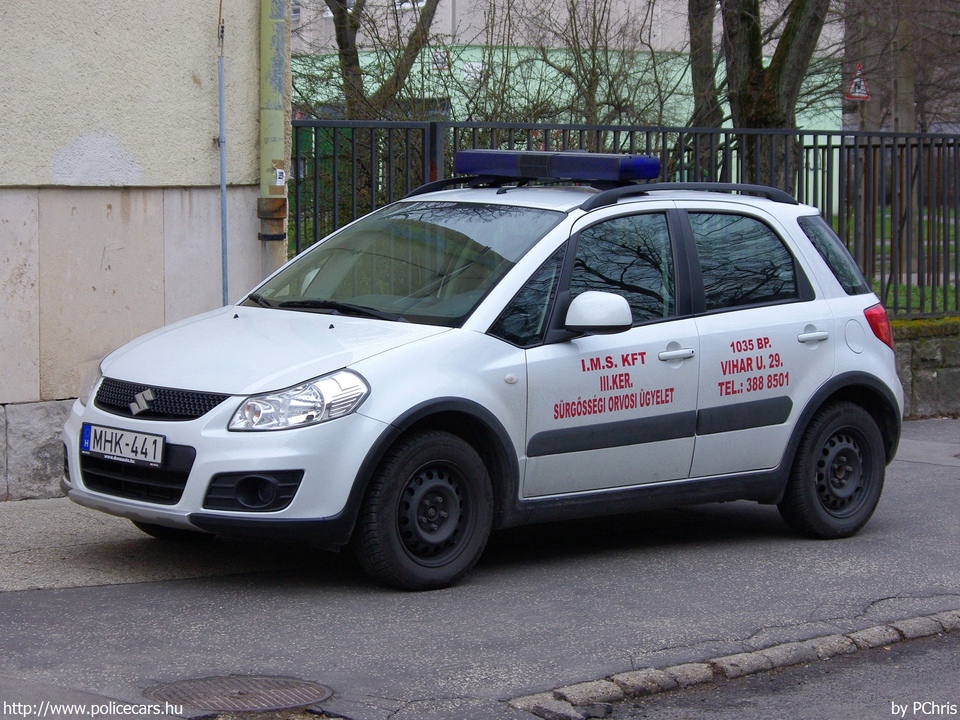 Suzuki SX4, orvosi ügyelet, Budapest, International Medical Services / IMS Kft., fotó: PChris
Keywords: mentő mentőautó magyar Magyarország MHK-441 Hungary hungarian ambulance