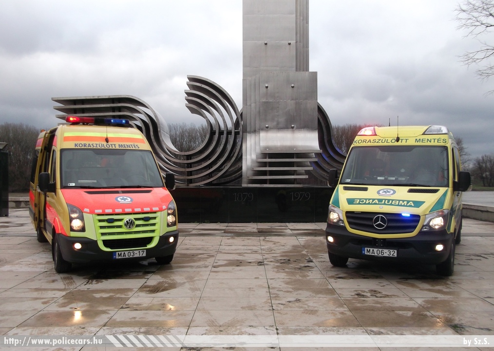 Volkswagen Crafter, Mercedes-Benz Sprinter II facelift 316 CDI, Szegedi Újszülött Életmentõ Szolgálat Alapítvány, koraszülöttmentõ, fotó: Sz.S.
Keywords: magyar Magyarország mentő mentőautó OMSZ MA06-32 MA03-17 Hungary hungarian ambulance