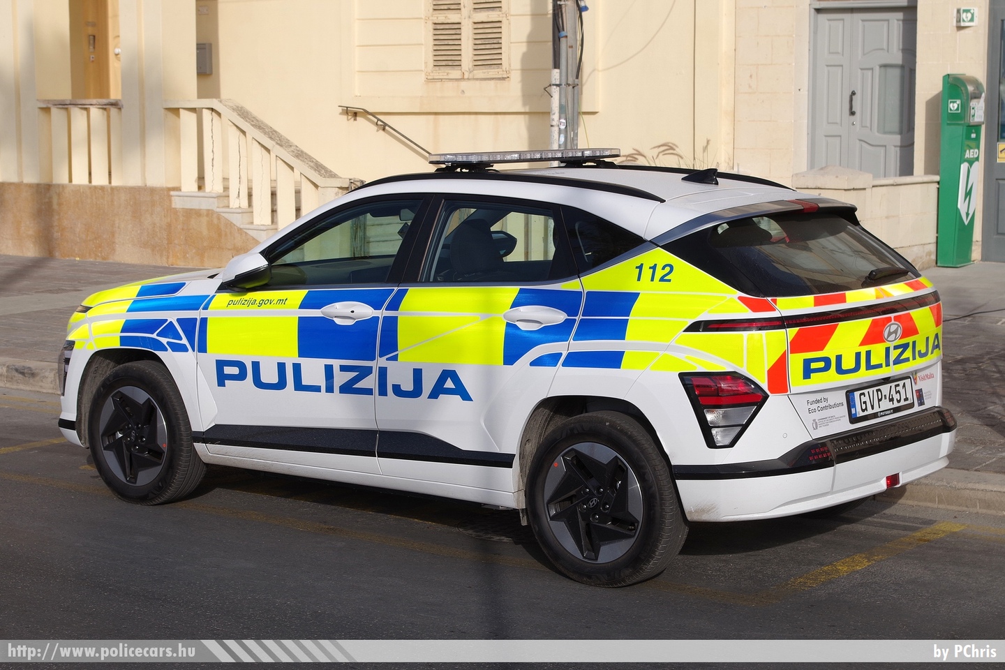Hyundai Kona Electric, Pulizija (Malta Police Force), fotó: PChris
Keywords: Málta máltai rendőr rendőrautó rendőrség maltese police policecar