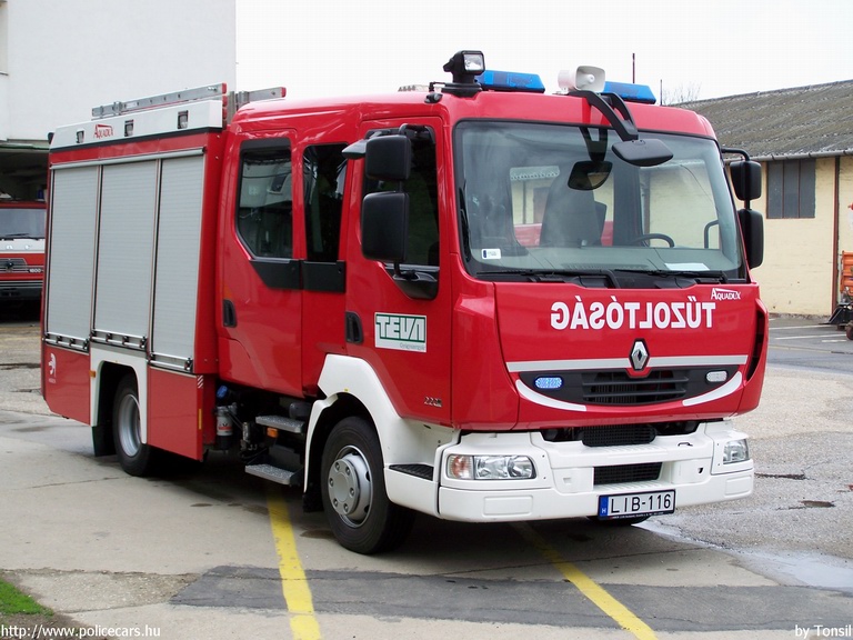 Renault Midlum 220 DCI HEROS AQUADUX, Teva Gyógyszergyár Zrt., Debrecen, fotó: Tonsil
Keywords: tûzoltó tûzoltóautó létesítményi tûzoltóság Magyarország magyar LIB-116